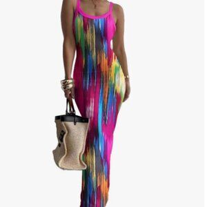 Multicolor Sleeveless Bodycon Maxi Dress